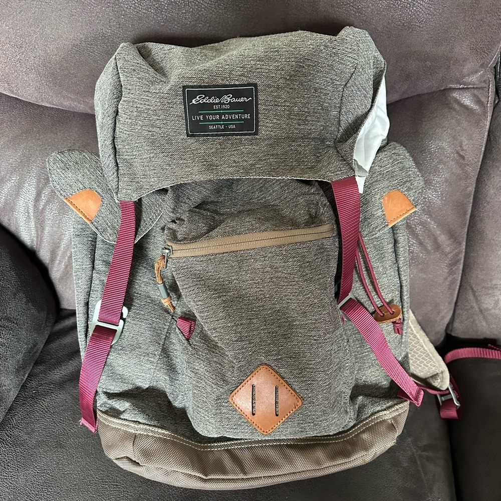 Eddie Bauer Gray and Brown Backpack